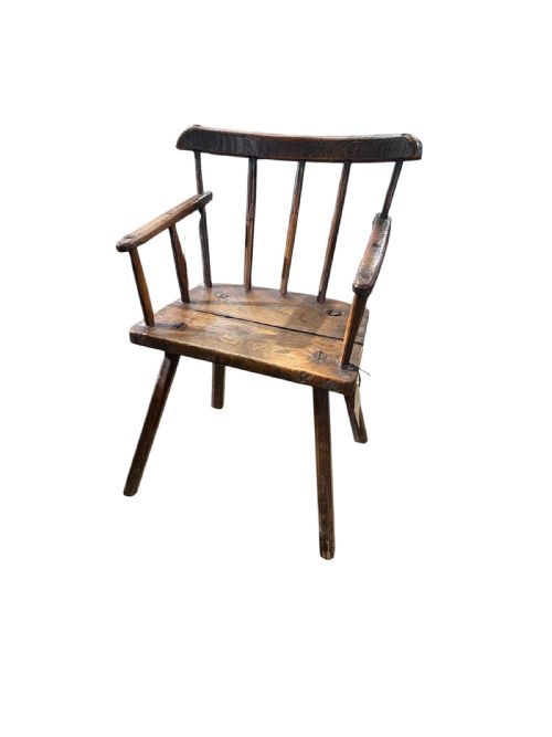 Early 18th C Privative Welsh Elm Stick Chair