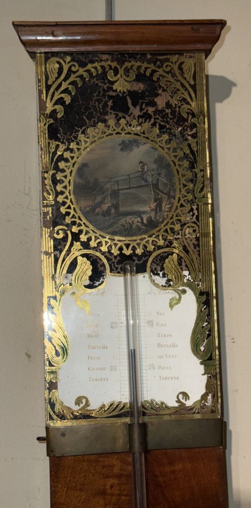 FIGURED WALNUT STICK BAROMETER - ADDITIONAL PHOTO 5