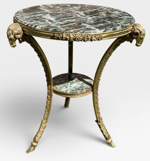 CAST BRASS GUERIDON WITH RAMS HEADS - ADDITIONAL PHOTO 3
