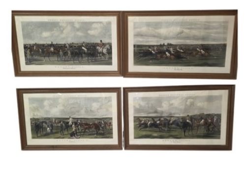 Set of 4 Large 19th Century English Framed Horse Racing Prints