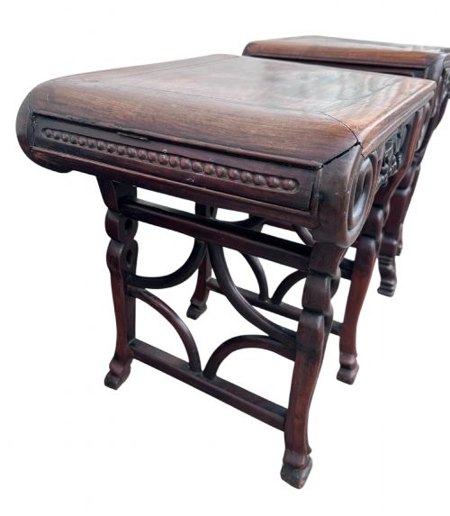 PAIR OF 19TH C ASIAN HARDWOOD STOOLS OR SIDE TABLES - ADDITIONAL PHOTO 1