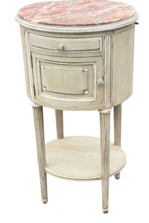 A PAIR OF 19TH C FRENCH PAINTED BEDSIDE OR LAMP TABLES - ADDITIONAL PHOTO 2