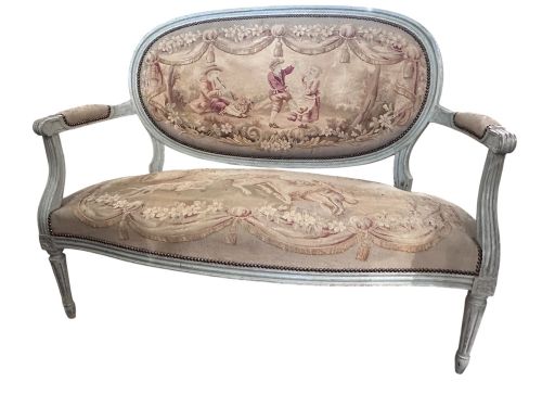 19th Century French Louis Xvi Style Aubusson Canapé / Sofa