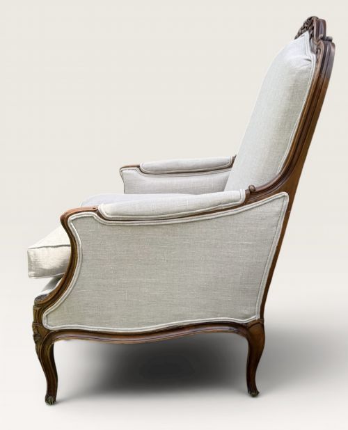 PAIR OF LARGE BERGERE ARMCHAIRS NEWLY UPHOLSTERED - ADDITIONAL PHOTO 2