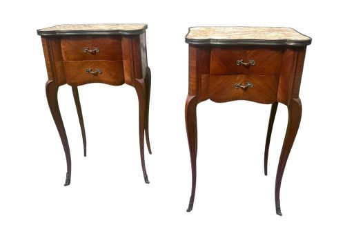pair of french louis xv style bedside tables - CATEGORY: ANTIQUE CUPBOARDS - DATED 1920