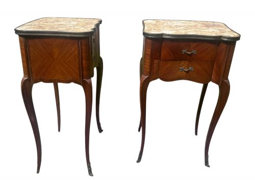 PAIR OF FRENCH LOUIS XV STYLE BEDSIDE TABLES - ADDITIONAL PHOTO 1