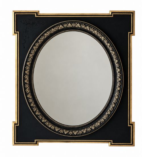 French 19th Century Black & Gold Mirror