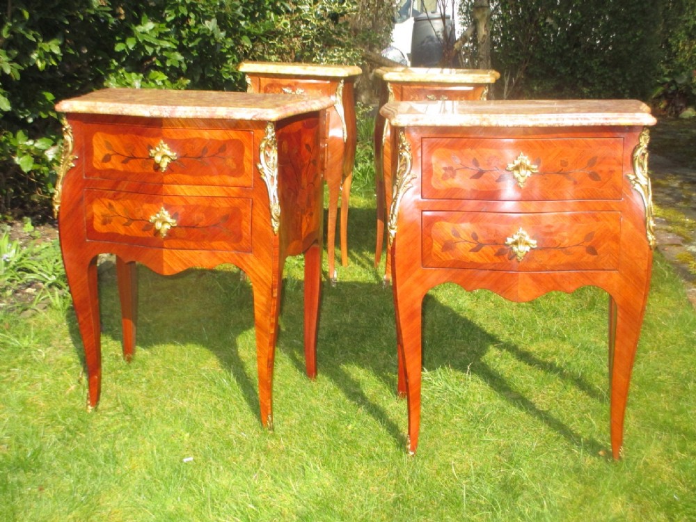 Pair of King-wood marquetry bedside tables