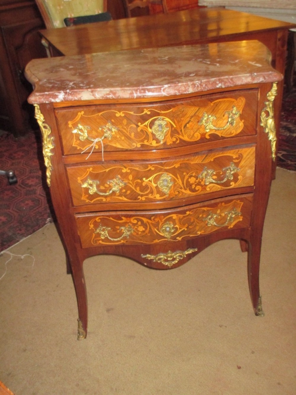 French marquetry commode, chest of drawers.