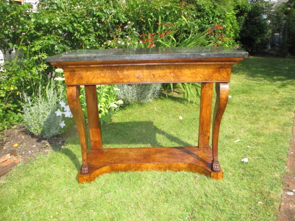French Empire Burr Walnut Console Table