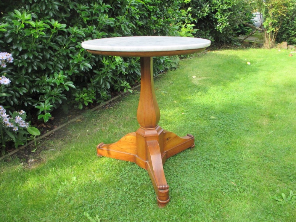 French marble and walnut occasional table