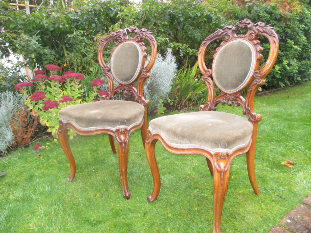 Pair of superbly carved side chairs