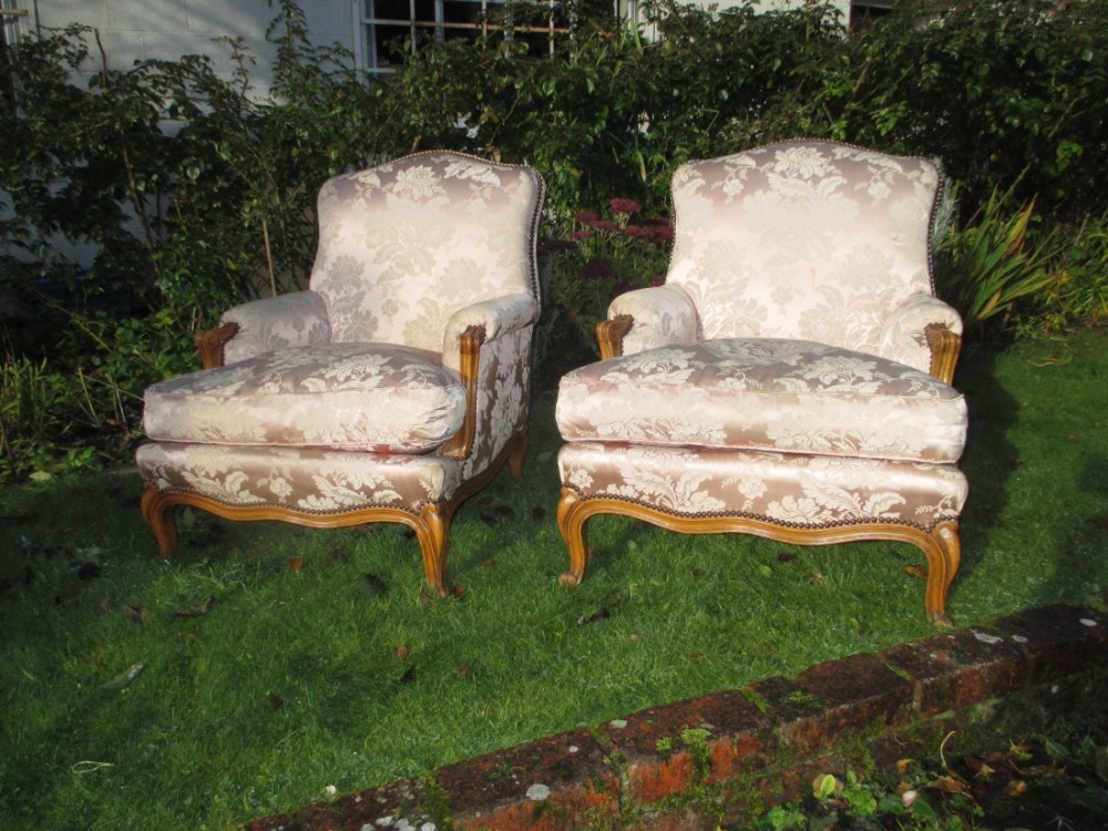 Pair of French upholstered armchairs 
