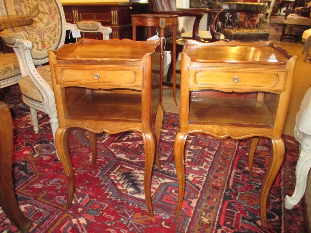 Pair of walnut bedside tables 