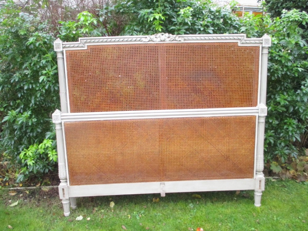 Kingsize French caned and painted bed