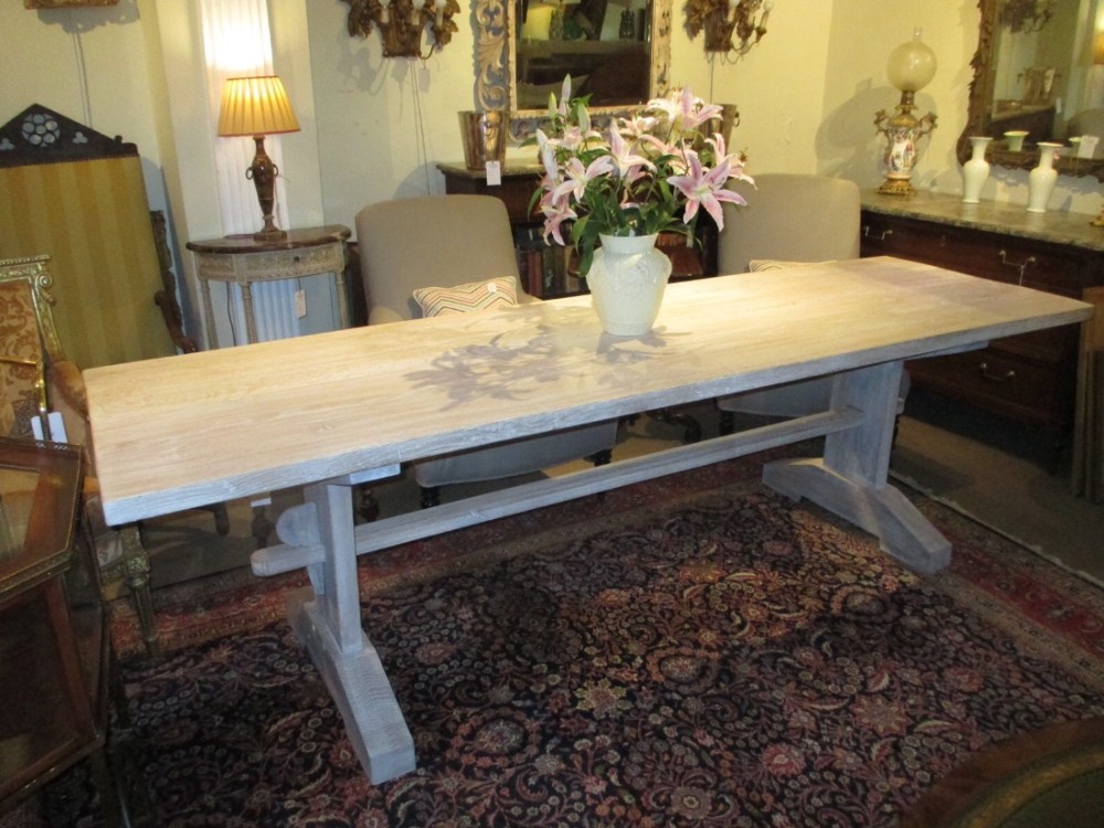 Large limed oak refectory table
