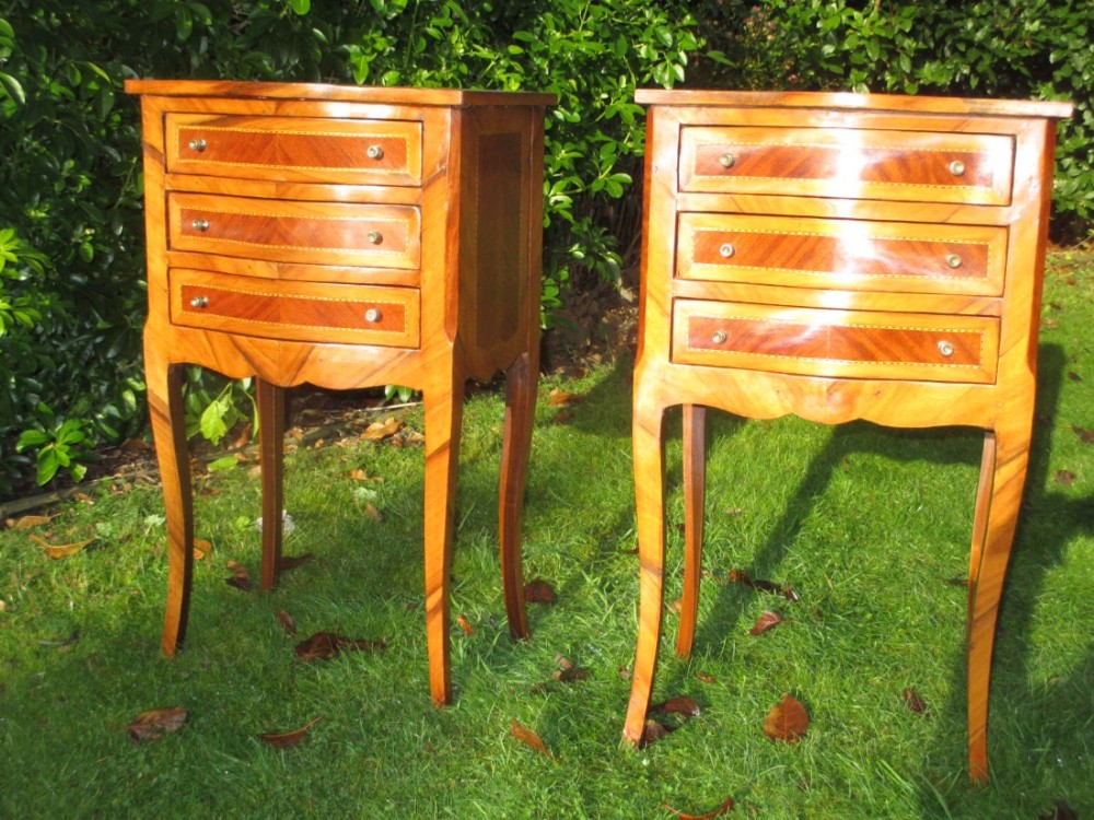 Pair of inlaid bedside tables