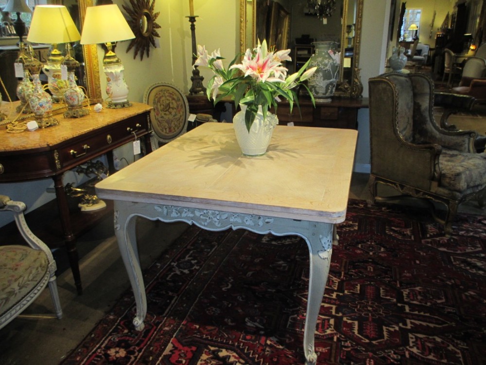 French painted and limed extending table