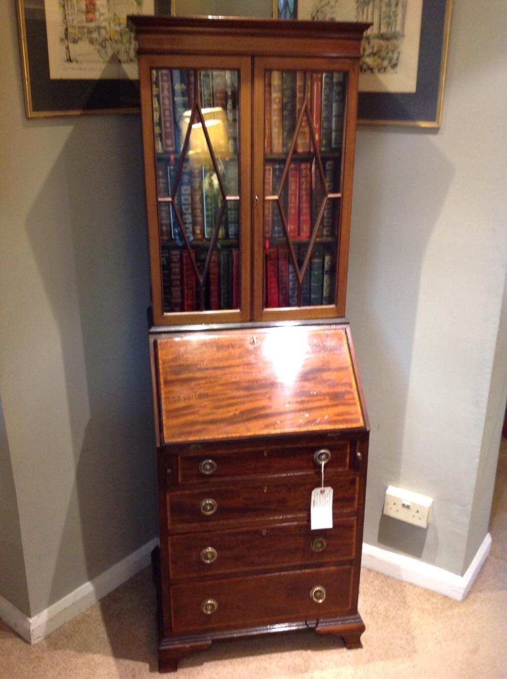Edwardian mahogany  Bureau bookcase 