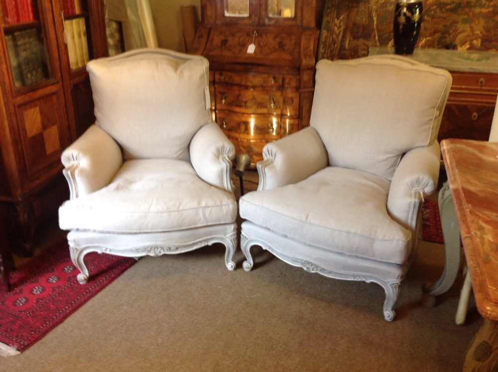 large Pair of French. Armchairs