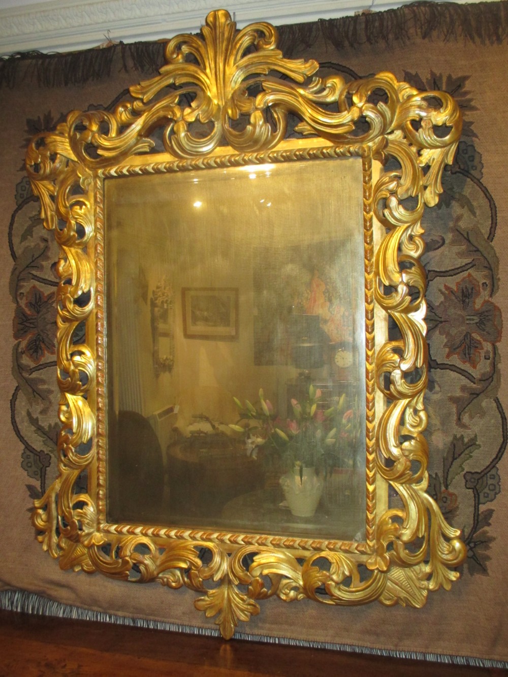 Large gilt scrolled mirror