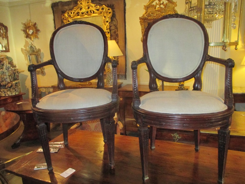 Pair of excellent quality upholstered Mahogany armchairs 