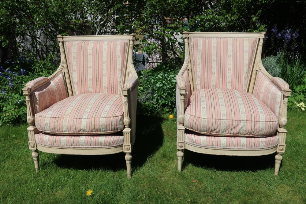 Pair of large painted armchairs 