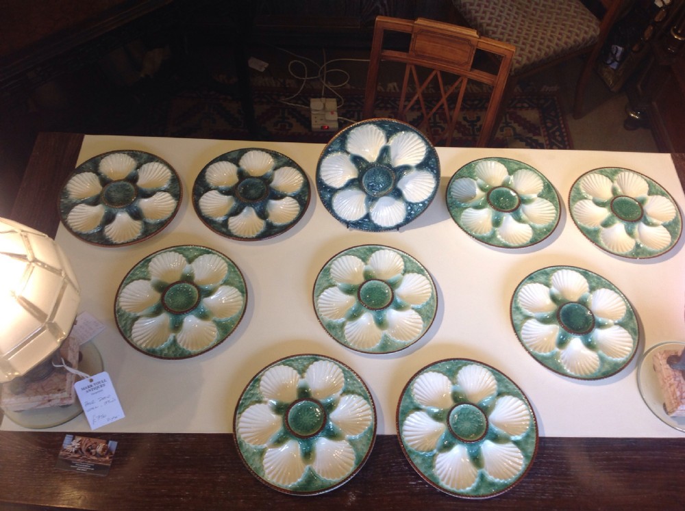 Set of 10 Green Oyster plates View II