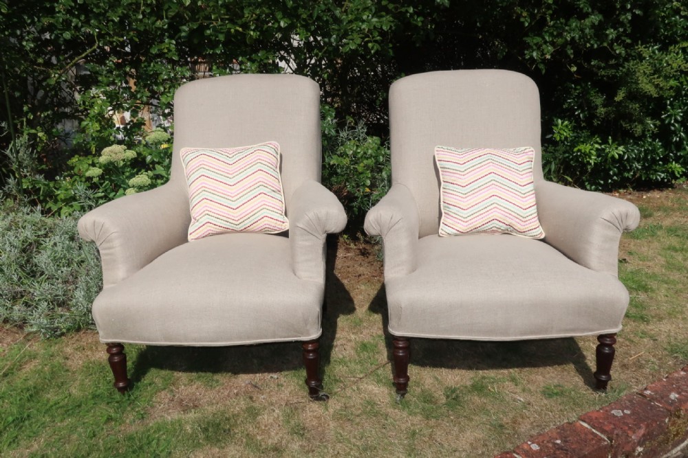 Pair of French upholstered Armchairs 