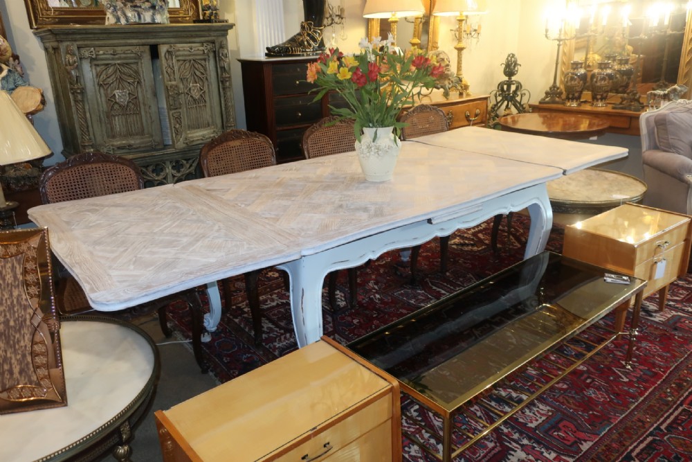 Large limed and painted extending table