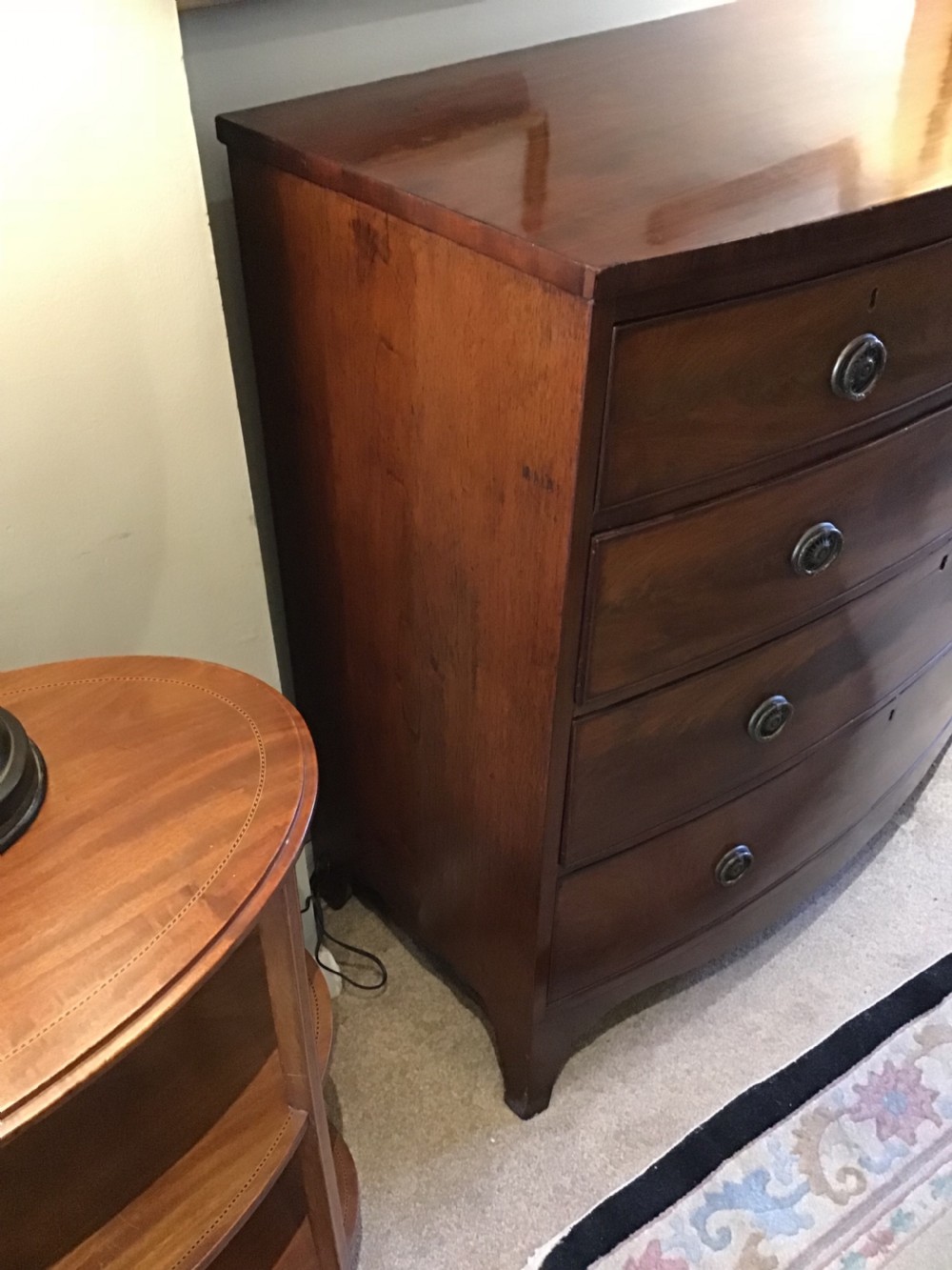 Mahogany bow front chest View III