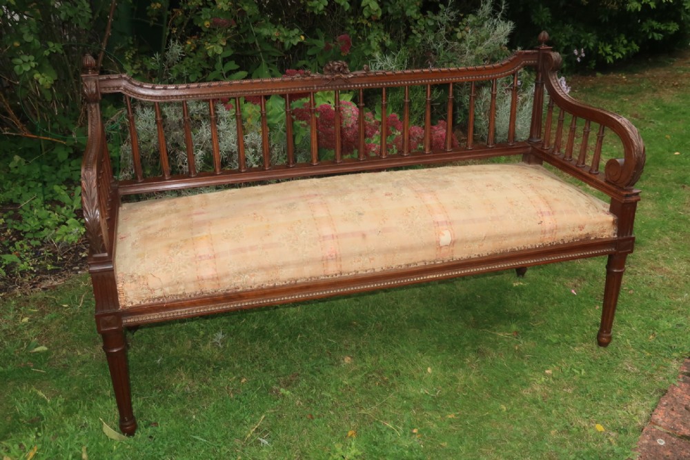 Carved walnut window seat