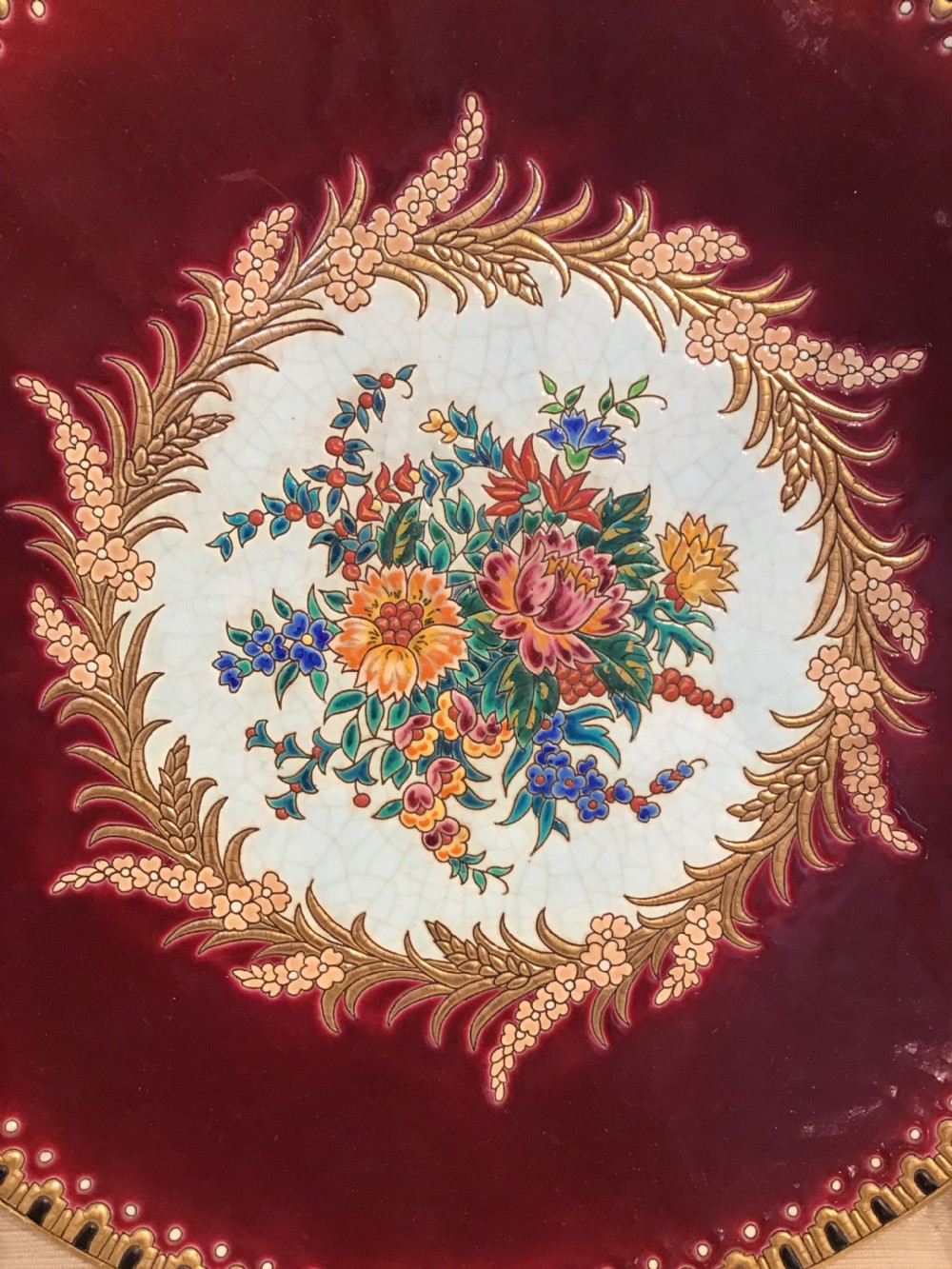 Beautiful Emaux de Longwy Plate View III