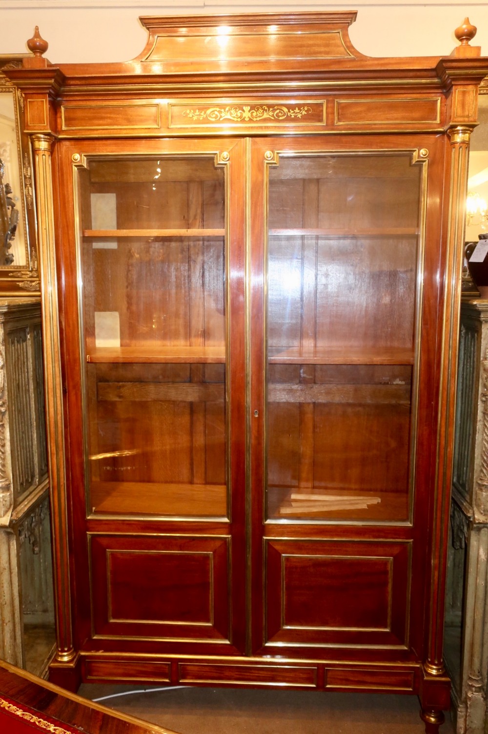 Brass inlaid mahogany cabinet 