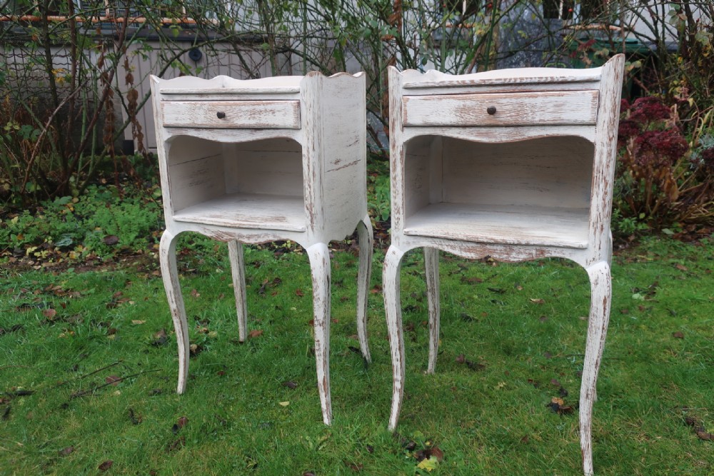 Pair of painted oak bedside tables 