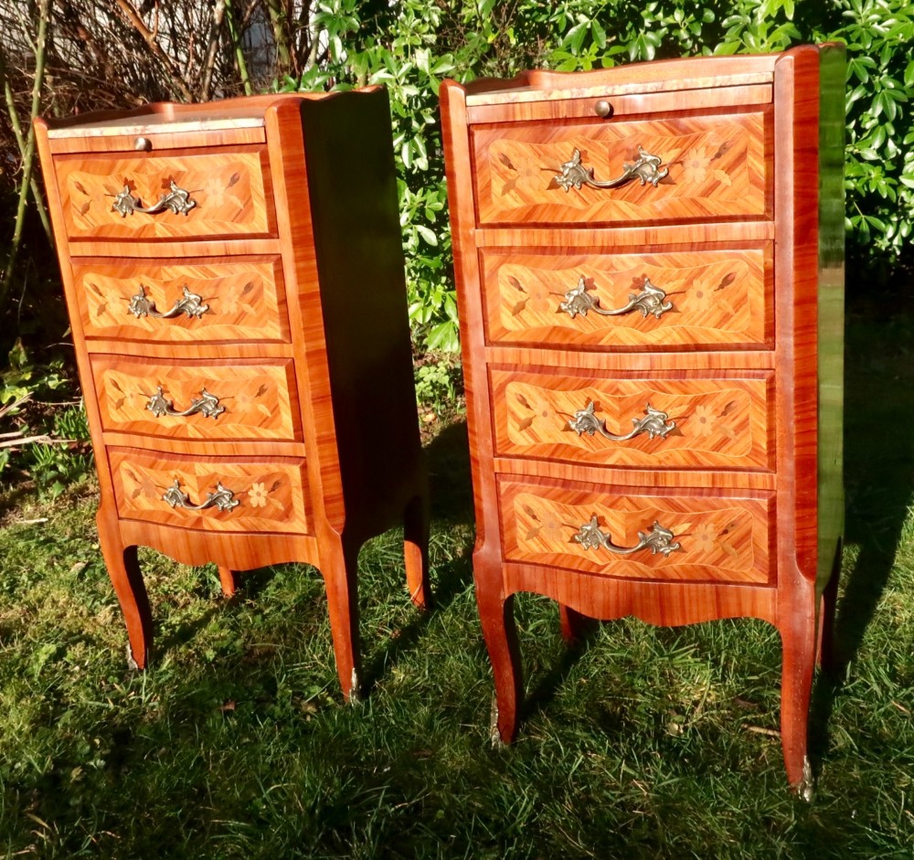 Pair of marquetry bedside tables