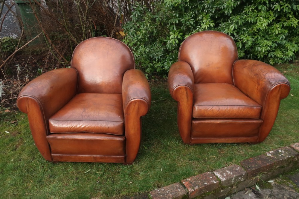 French leather club chairs 