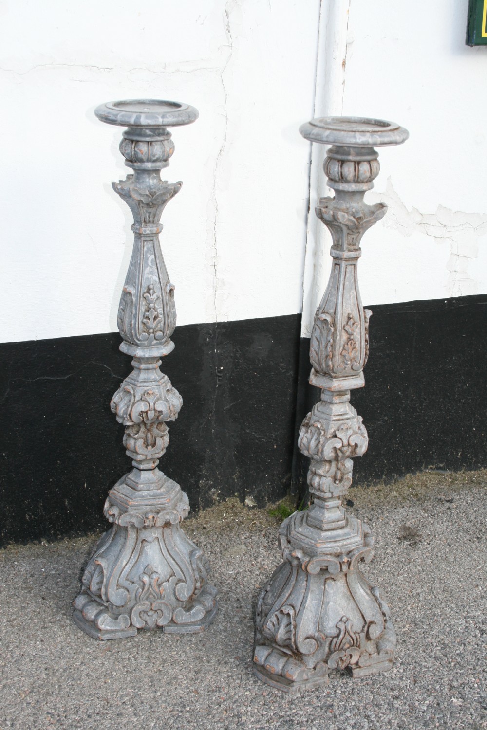 pair painted church prickets 