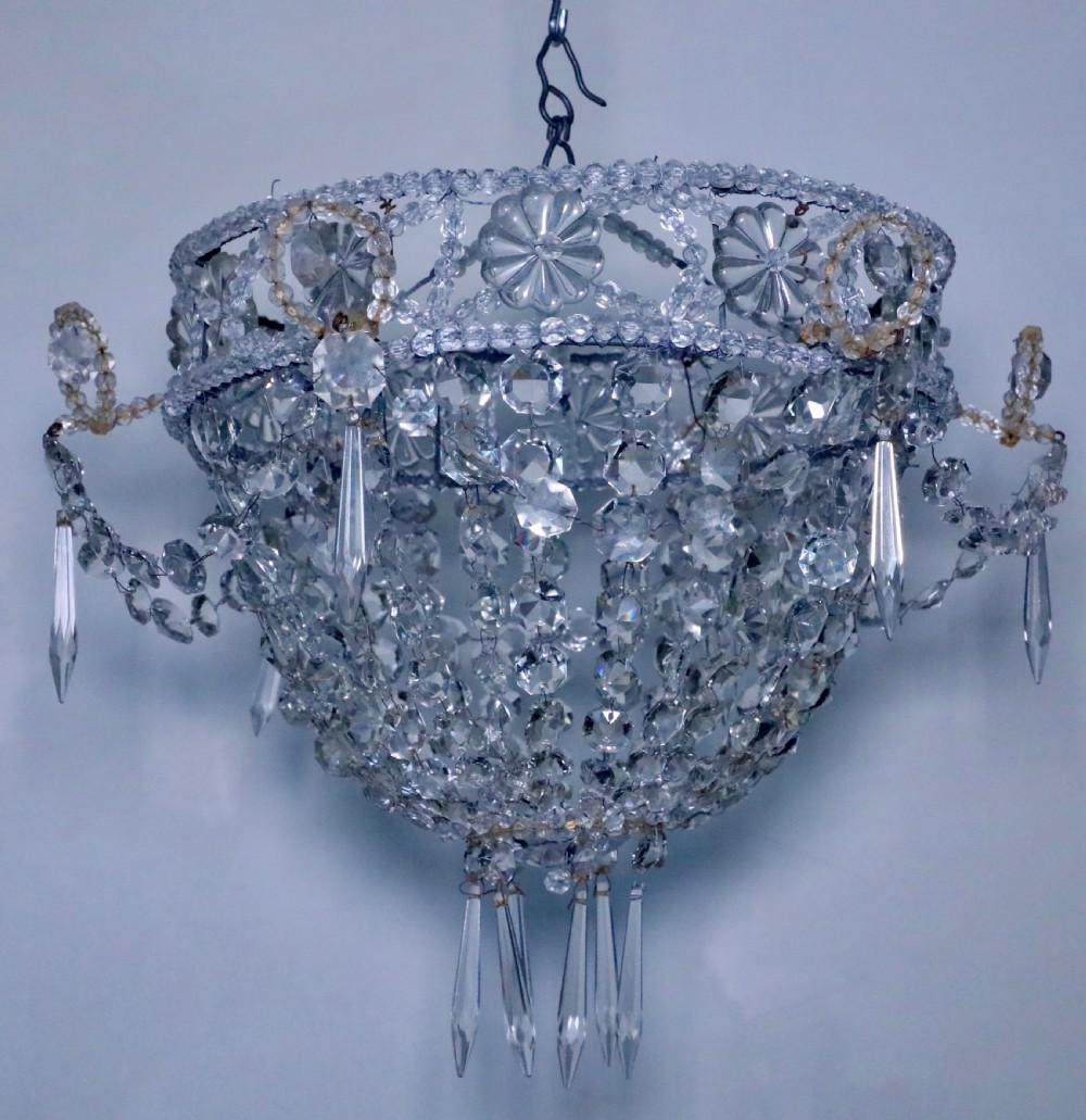 Cut glass basket chandelier 