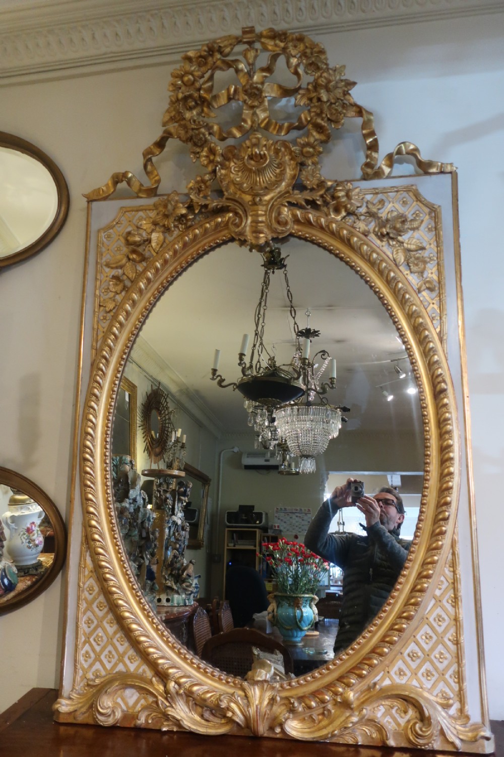 Large painted and gilt mirror 