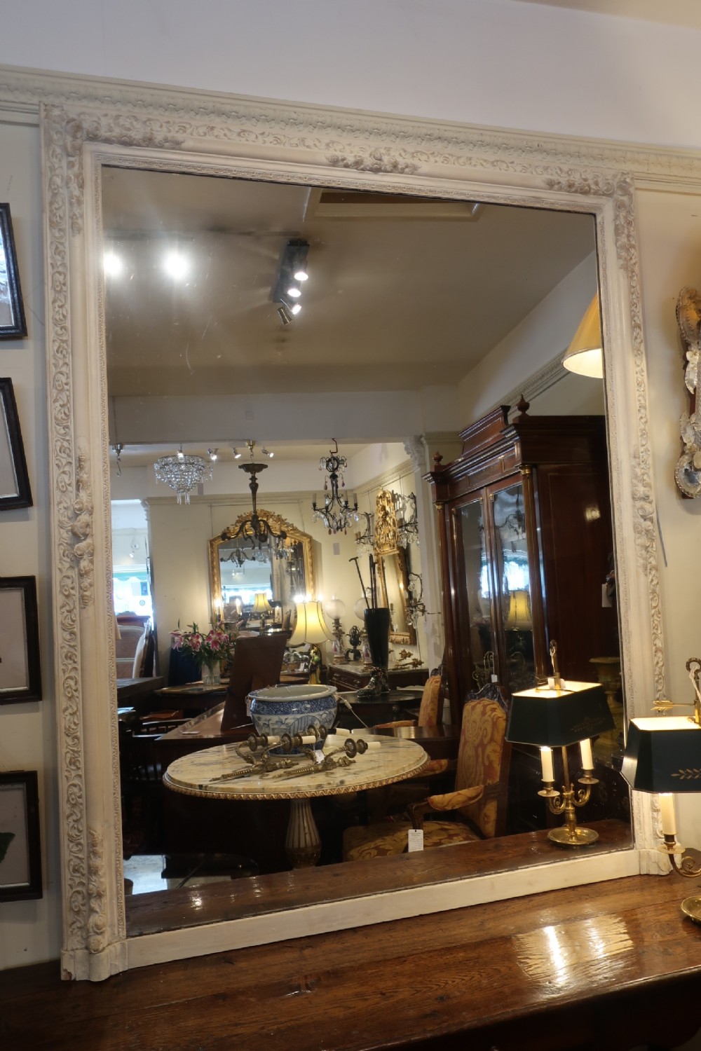 Large carved wood painted mirror 