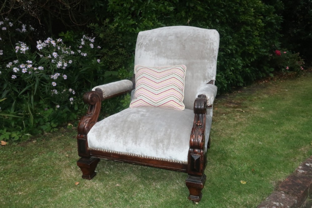 Carved walnut armchair 