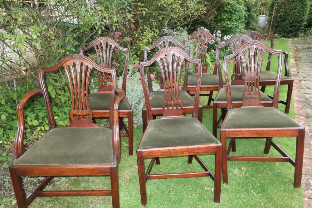 Set of eight mahogany armchairs 
