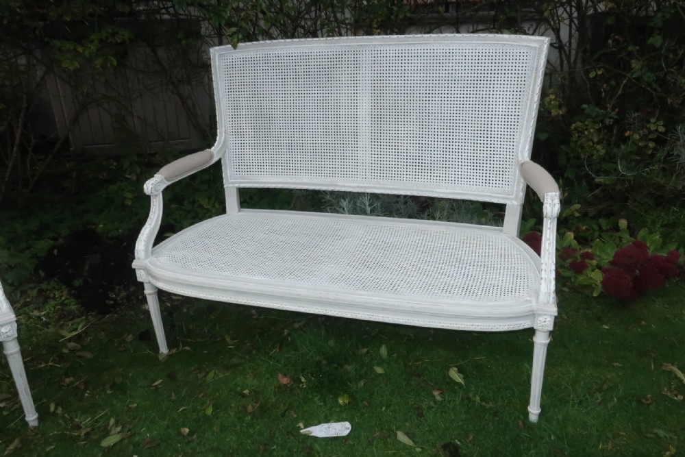 Painted cane sofa 