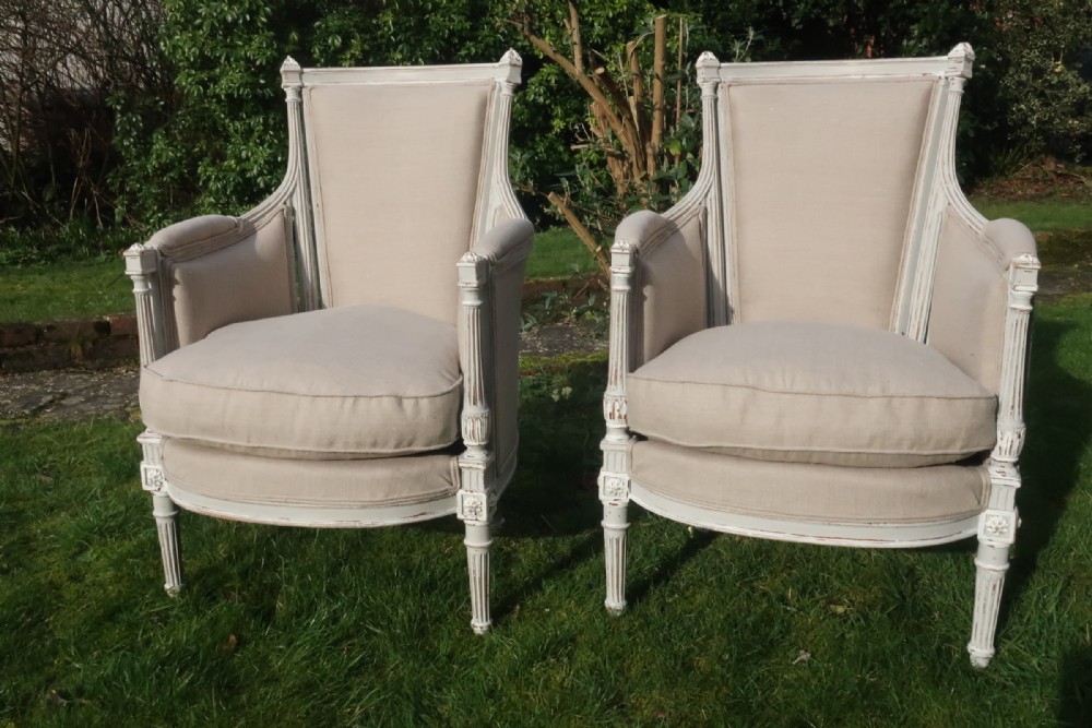 Pair of French painted armchairs 