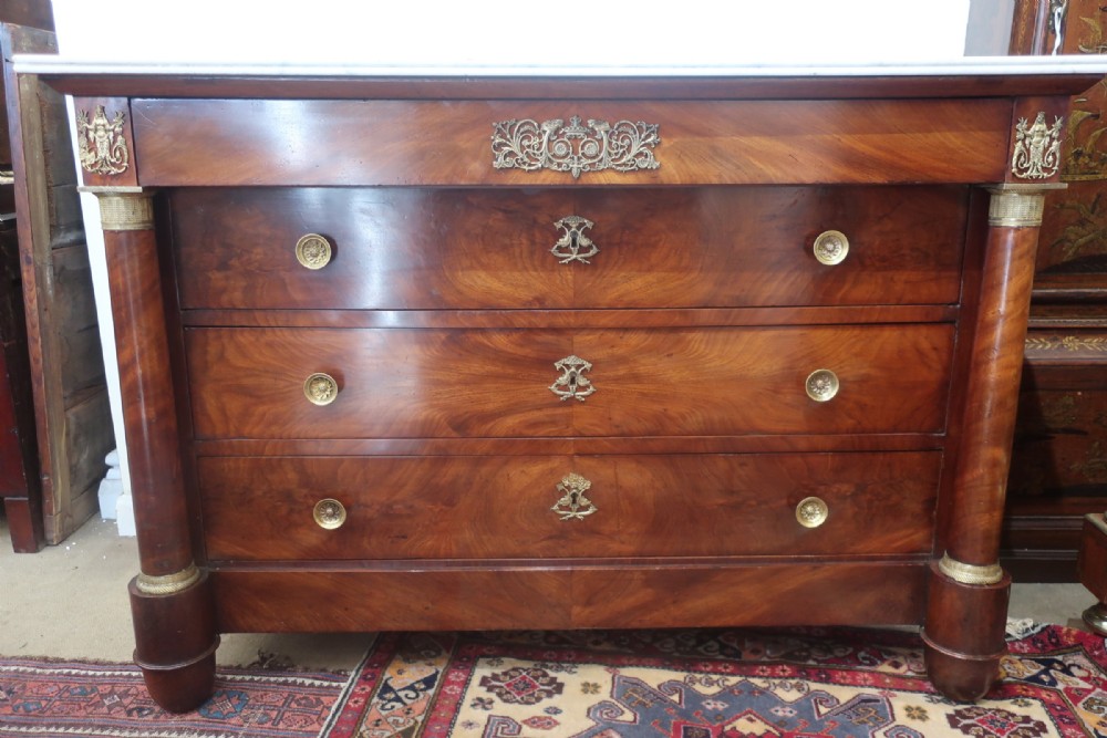 French empire flame mahogany commode 