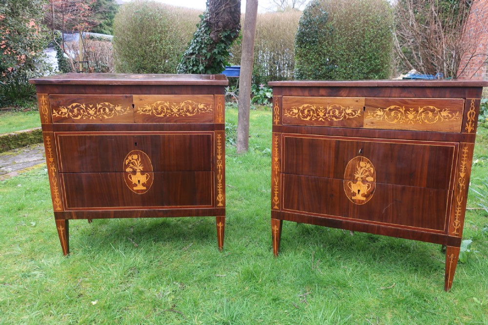 Pair of Italian marquetry commodes 