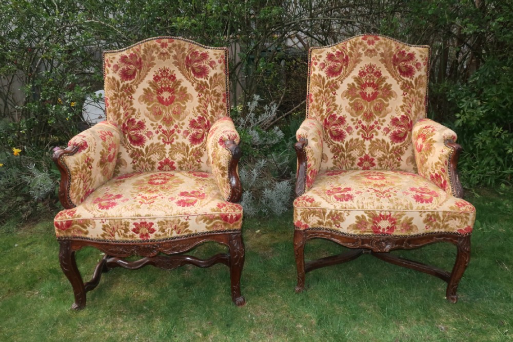 Matched pair of 18th Century Bergere armchairs 