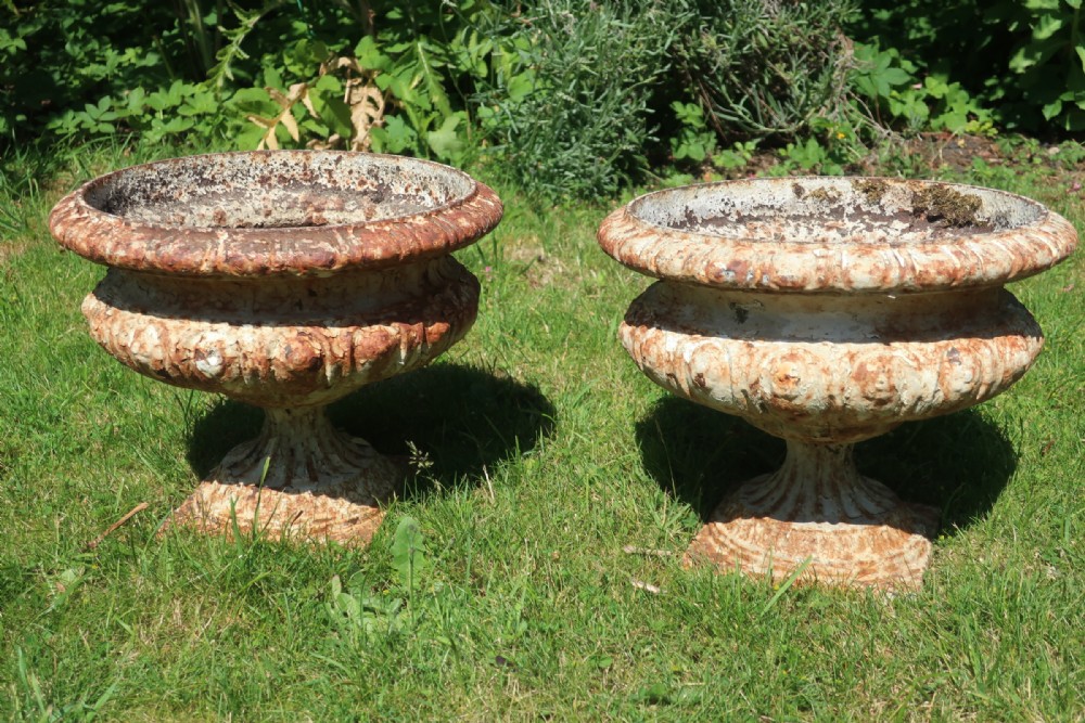 Pair of caste iron jardinieres 