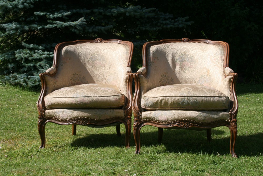 pair of french bergeres armchairs 